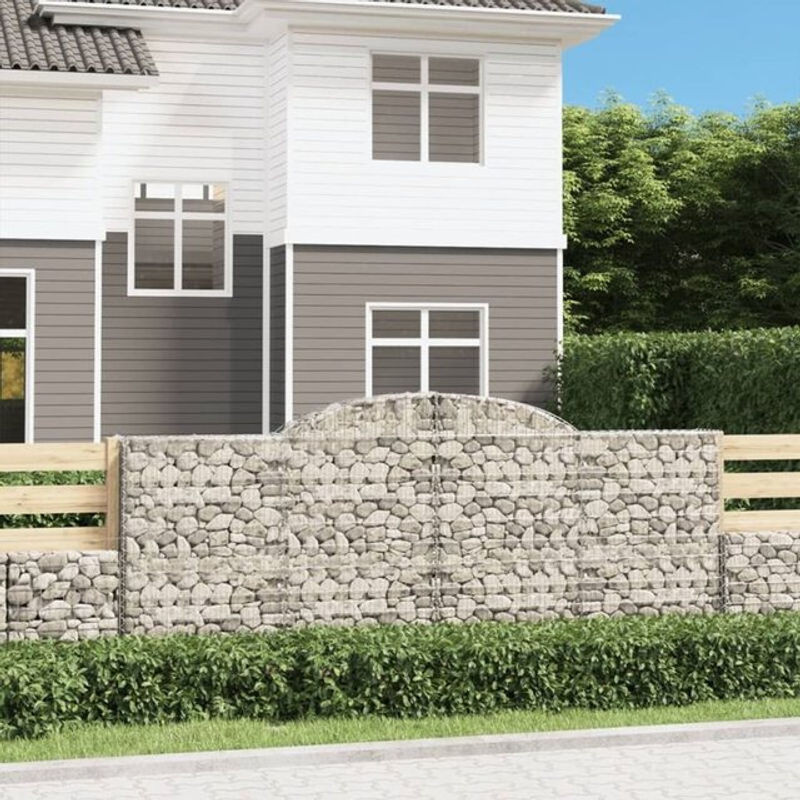 Vidaxl Gabionen mit Hochbogen Set aus verzinktem Eisen in Silber, 12 Stück, B/T/H: 300 x 50 x 120/140 cm - Bild 1