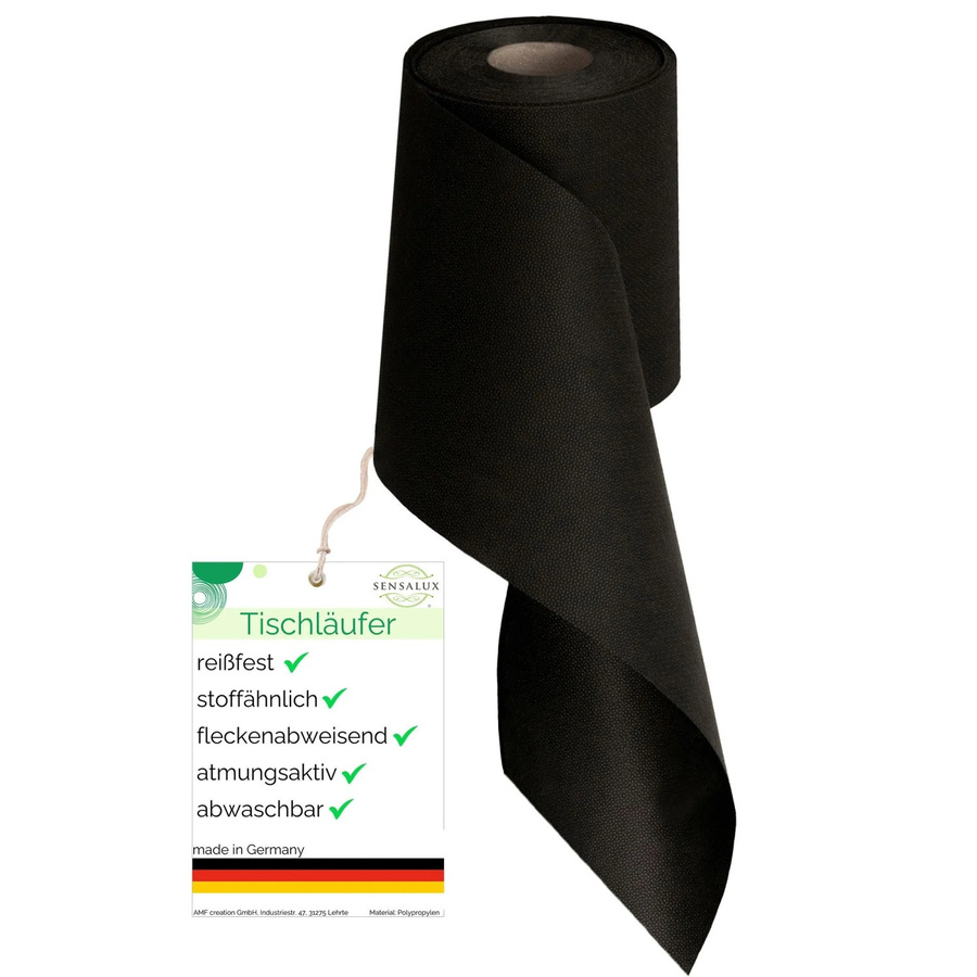 Sensalux Vlies-Tischläufer Schwarz, wasserabweisend und waschbar, Breite: 15 cm, Länge: 25 m - Bild 2