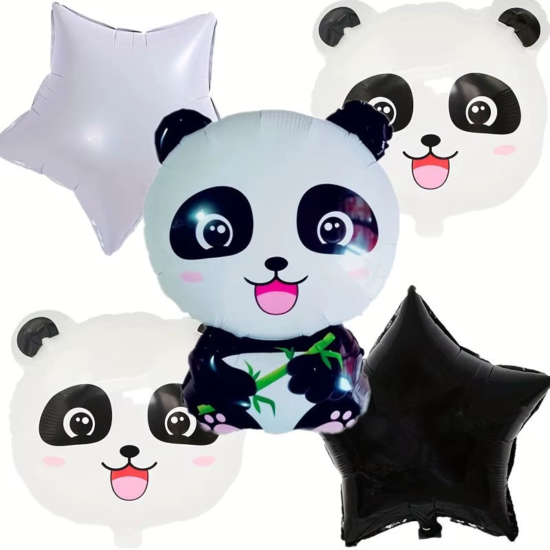 XHLFCJ Panda Folienballons Set mit Polka Dot Design in Schwarz und Weiß, 15 Stück für Geburtstag, Safari und Babyparty Dekoration - Bild 3