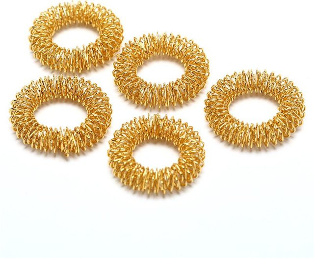 Shaking All Finger Massage Ring Akupunktur, 5 Stück, Gold - Bild 1