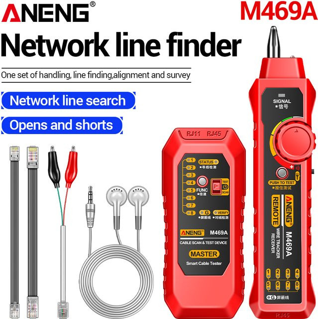 ANENG M469A Netzwerkkabel-Finder und -Tester für RJ45 und RJ11 in Rot - Bild 1