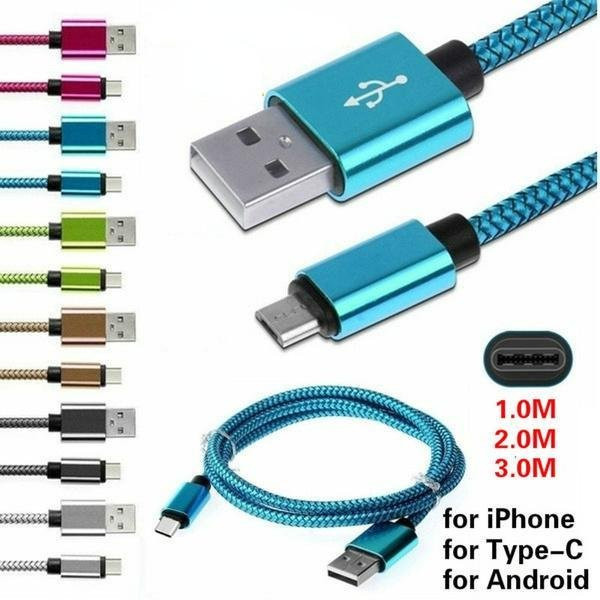 USB-C Schnellladekabel aus blauem Nylon-Geflecht für iPhone, Samsung, Xiaomi und Huawei, Länge: 0,25 m - Bild 1
