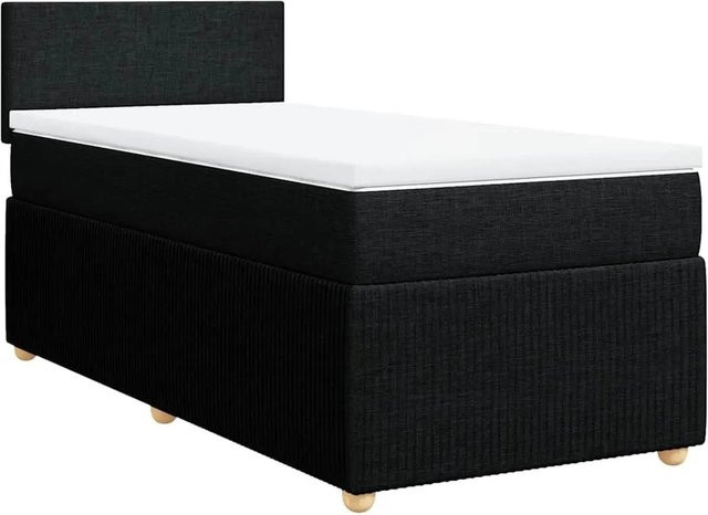 vidaXL Boxspringbett mit Matratze Schwarz, Hybridbett mit USB-Ladeport und Unterbettbeleuchtung, B/T: 90 x 200 cm - Bild 1