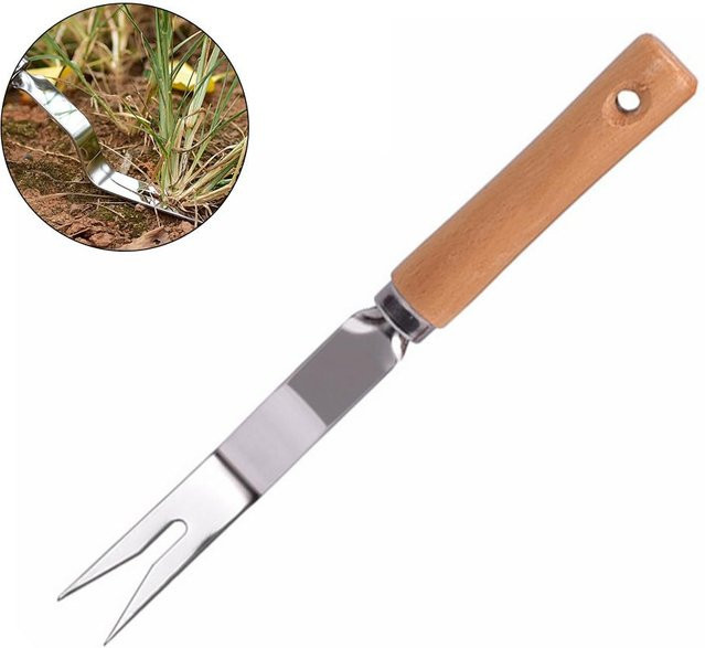 KONNWEI Hand-Unkrautgabel Manueller Unkrautausstecher aus Edelstahl mit langen Zinken und ergonomischem Griff - Bild 1