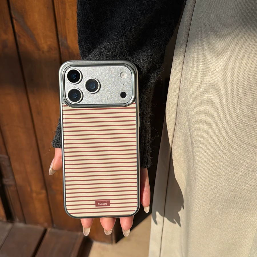 Stoßfeste Schutzhülle für Apple iPhone 17, 16, 15, 14 Pro Max mit bunten Streifen und silbernem Rand in Multicolour - Bild 2