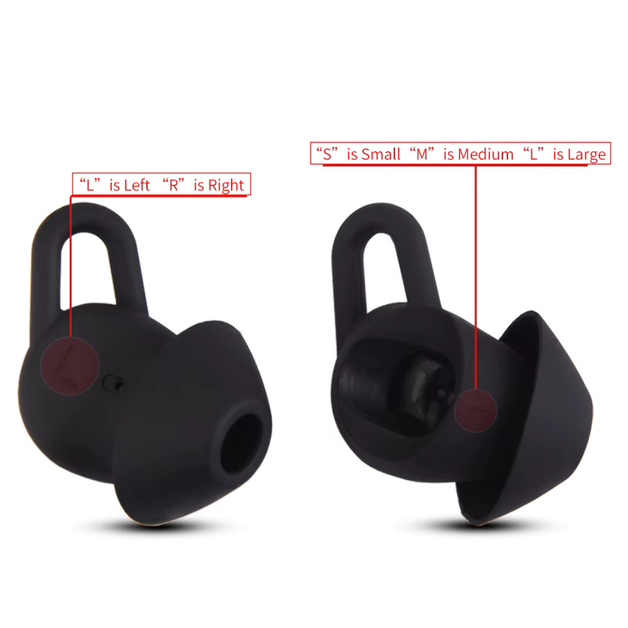 6 Stück Silikon-Ohrstöpsel in Schwarz für Huawei Freelace Pro 2 In-Ear Kopfhörer - Bild 2