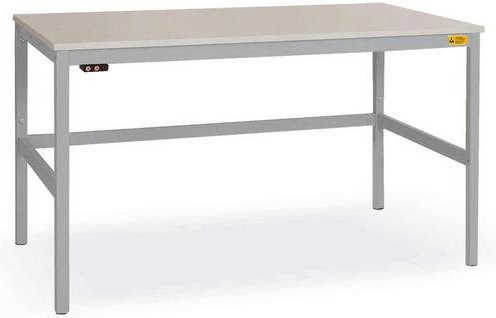Manuflex ESD-Arbeitstisch CANTOLAB Standard mit Kunststoffplatte, Alusilber, B/T/H: 160 x 80 x 76,8-78,8 cm - Bild 1