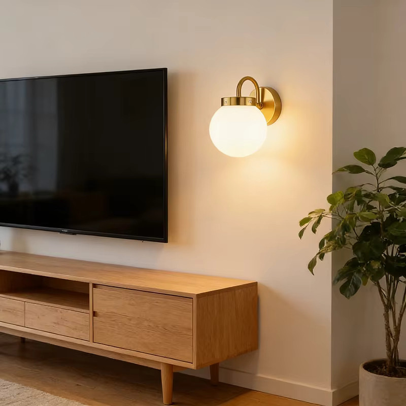Homocean Retro Wandleuchte in Gold mit transparentem Glaslampenschirm, E27 LED-Nachttischlampe für Flur und Schlafzimmer - Bild 2