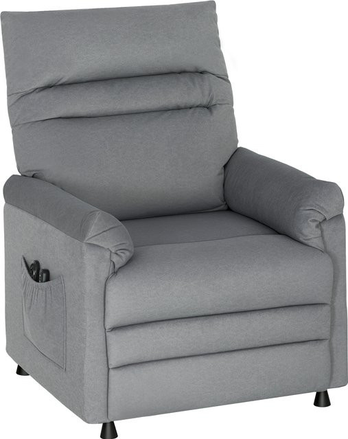 HOMCOM Relaxsessel mit Liegefunktion und Lendenheizung in Grau mit Samtoptik und USB-Anschluss - Bild 1