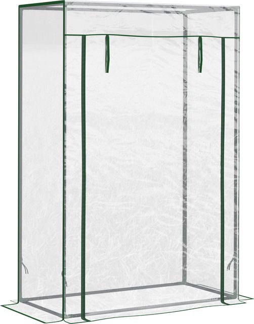 Outsunny Gewächshaus für den Pflanzenanbau mit aufrollbarer Tür aus Stahl und Kunststoff, transparent, B/T/H: 100 x 50 x 150 cm - Bild 1
