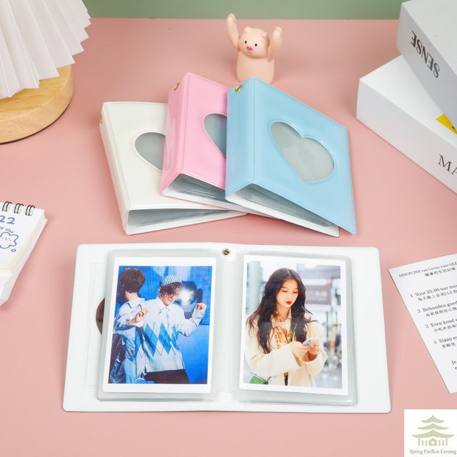 Fotokartenhalter mit Herzdesign in Weiß, hohles Fotoalbum mit 32 Taschen für 3-Zoll Mini-Idol-Bilder aus Kunststoff - Bild 1