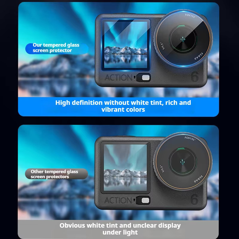 DJI Osmo Action 6 Displayschutzfolie und Linsenschutz aus gehärtetem Glas, transparent - Bild 5