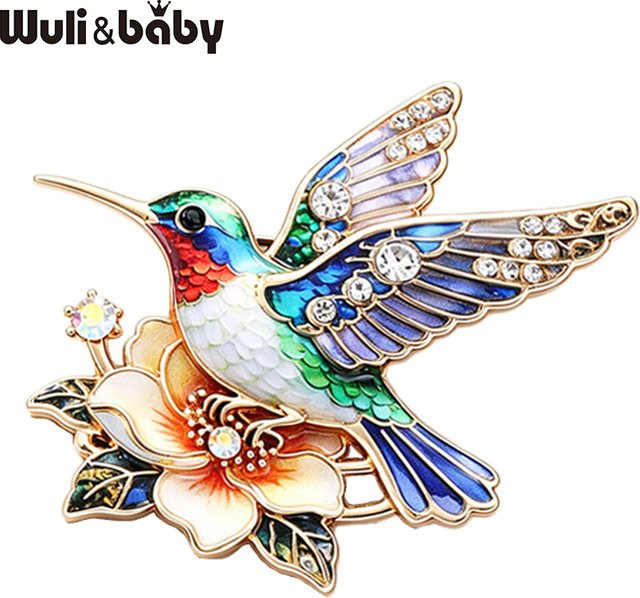 Wuli&baby Brosche, Blumen und Kolibris, Damen, Unisex - Bild 1