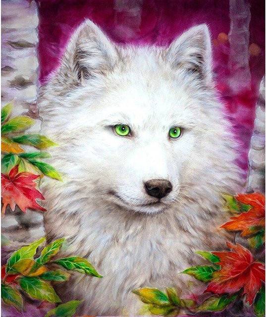 FIYO Diamond Painting Set mit runden Steinen in Weiß, Modernes Herbst Motiv mit Tierprint, B/H: 20 x 30 cm - Bild 1