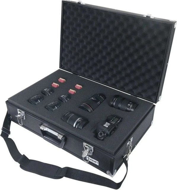 HMF Alu Fotokoffer mit Rasterschaumstoff in Schwarz, B/T/H: 56 x 36 x 16 cm - Bild 1