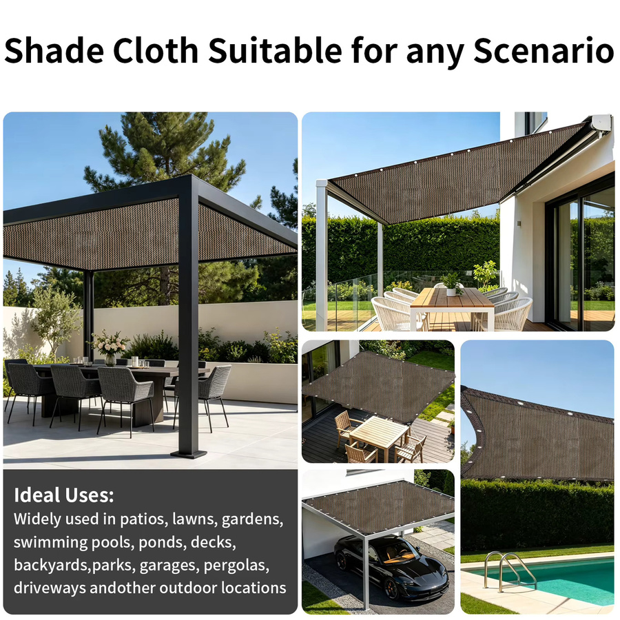 Schattentuch aus HDPE für Garten, Terrasse und Pergola in Schwarz, B/H: 200 x 100 cm - Bild 5