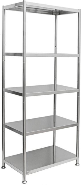 shelfr Schwerlastregal aus Edelstahl in Silber, 5 Ebenen mit verstellbaren Regalböden, B/T/H: 74 x 41 x 140 cm - Bild 1