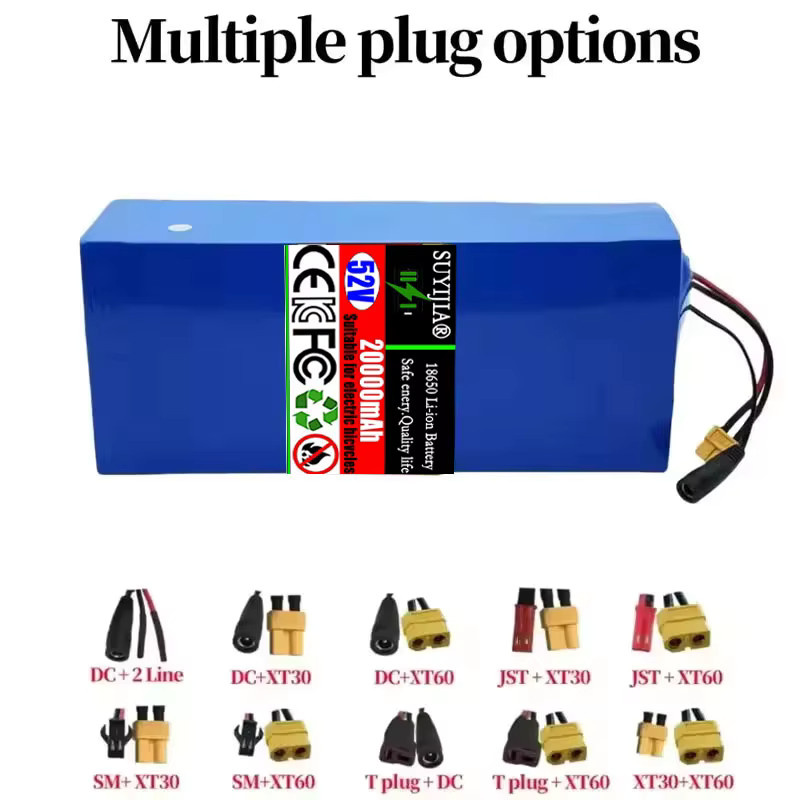SUYIJIA Lithium-Ionen-Akku 14S5P 52V 20000mAh mit BMS für Elektro-Scooter und Mountainbikes inklusive Ladegerät, Blau - Bild 2