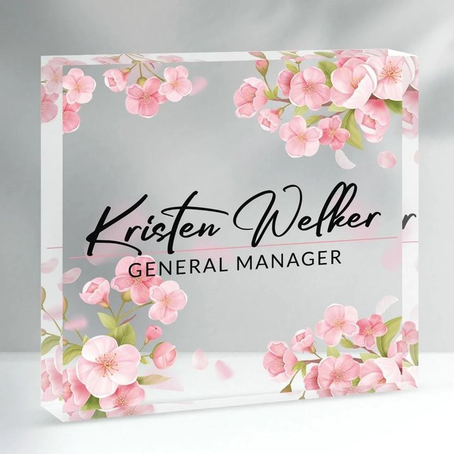 Personalisiertes modernes Blumen-Namensschild aus Acryl von Hello Young in Weiß und Multicolour - Bild 1