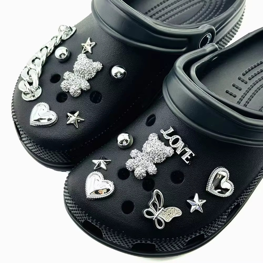 FHLDING Schuhcharms-Set, 15-teilig, Diamant-Bären-Ketten, Nieten, Zubehör für Clogs - Bild 3