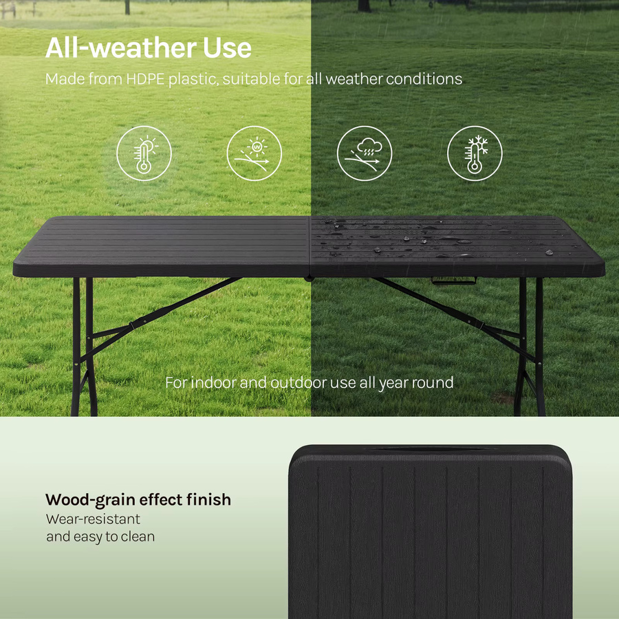 WOLTU Klappbarer Gartentisch für den Außenbereich in Schwarz, wetterfester Campingtisch für 8 Personen mit Tragetasche für Terrasse und Balkon - Bild 3
