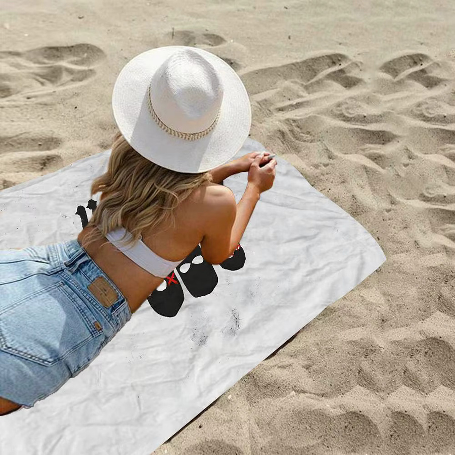 Singer O-Omerta 47 R-Records Mikrofaser-Strandtuch in Weiß, super saugfähiges und schnell trocknendes Pool-Handtuch für Damen und Herren - Bild 3