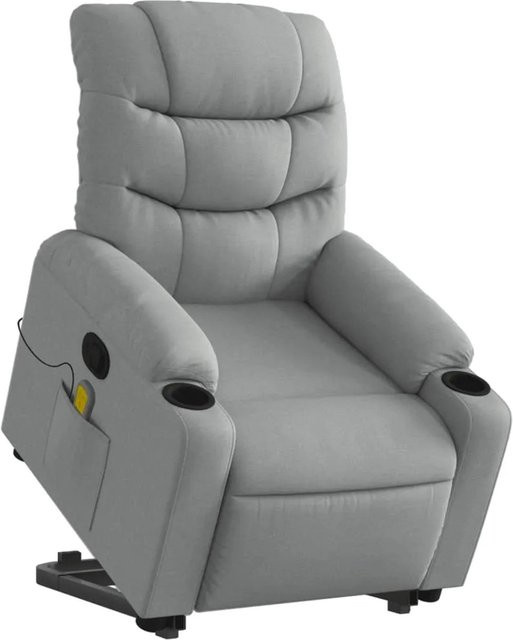 vidaXL Massagesessel mit Aufstehhilfe Modell 14 in Hellgrau Samt mit Armlehnen - Bild 1