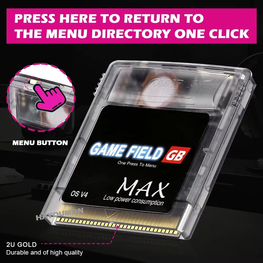 Hayoumon GB Max Game Field Energiesparende Spielkassette für GB/GBC Spielekonsolen in Schwarz - Bild 4