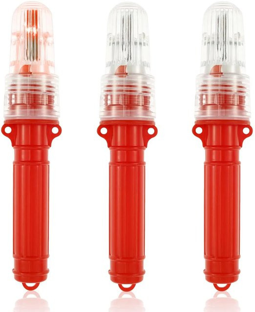 3 Stück Marinefackeln mit LED-Licht in Rot für Boote und Yachten als Notfall-Warnleuchte und Positionslicht - Bild 1