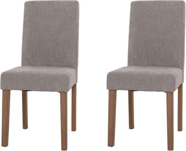 CHEFGASTRO Esszimmerstuhl 2er-Set in Hellgrau mit Chenille-Stoff und Naturfarbenen Holzbeinen, B/T/H: 90 x 42 x 50 cm, Sitzhöhe: 47 cm - Bild 1