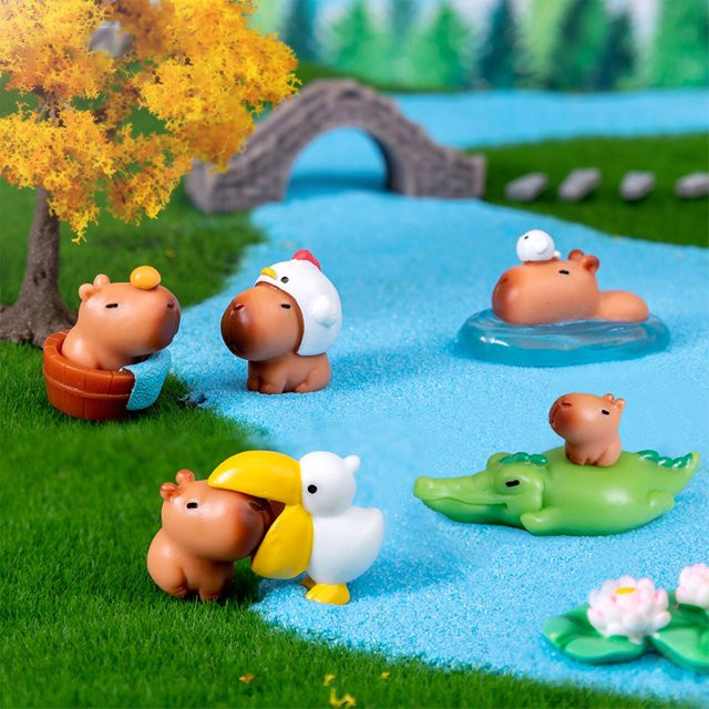 SHIDWJ Miniatur Cartoon Capybara Modell Figur aus Harz als Deko-Ornament für Schreibtisch und Garten - Bild 1