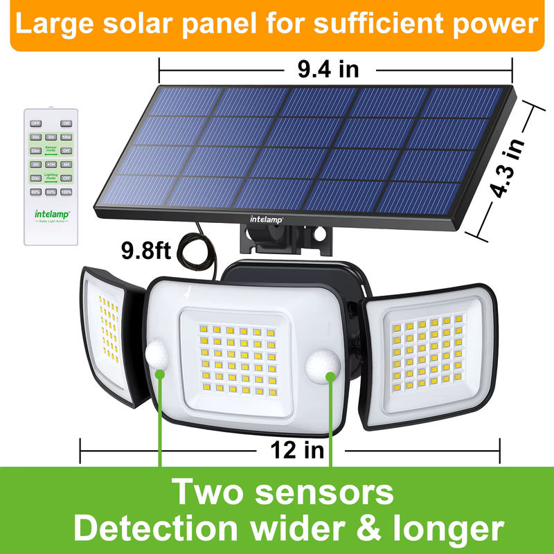 Intelamp Solarleuchte für den Außenbereich mit zwei Bewegungssensoren und großem Solarpanel, Weiß - Bild 4