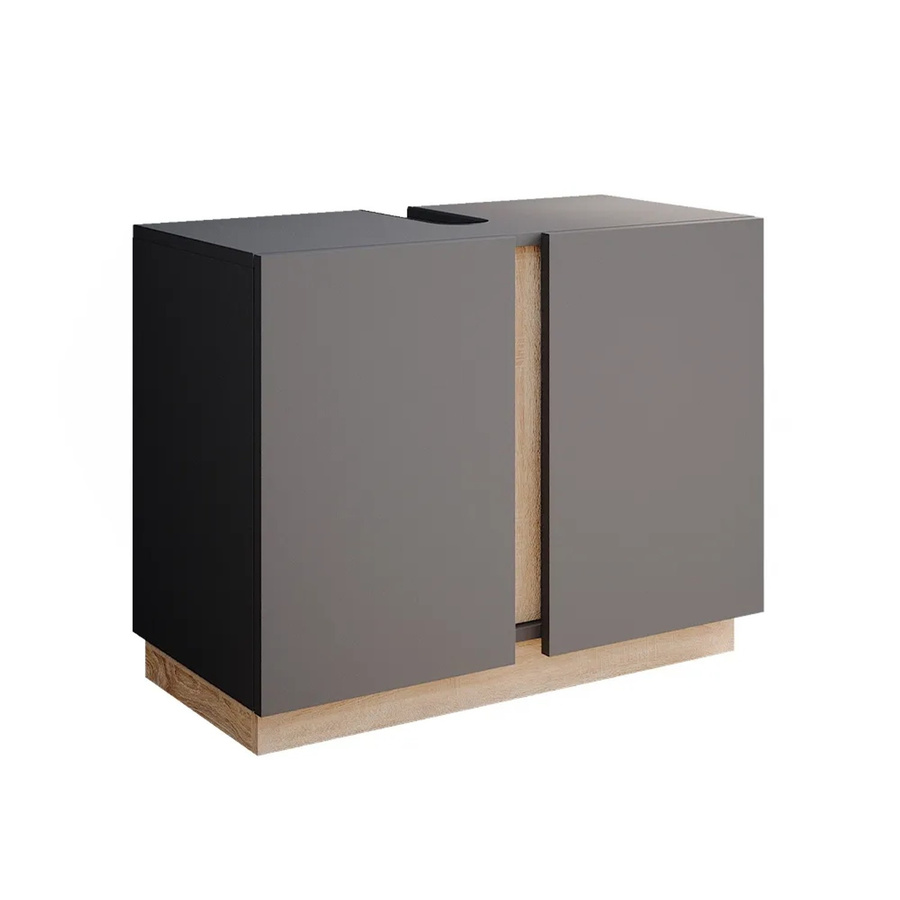 Vicco Waschbeckenunterschrank Gloria in Anthrazit und Beige mit 2 Türen, B/T/H: 70,4 x 55,5 x 34,6 cm - Bild 2
