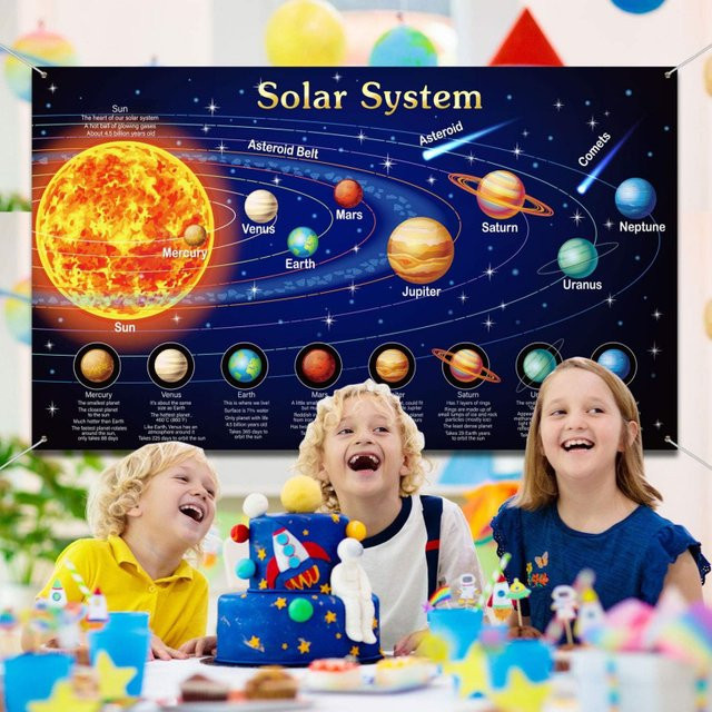 VIKAMA Wandteppich mit Sonnensystem-Motiv und Galaxie-Design, bunter Weltraum-Wandbehang für dein Zuhause, B: 180 cm, H: 110 cm - Bild 1