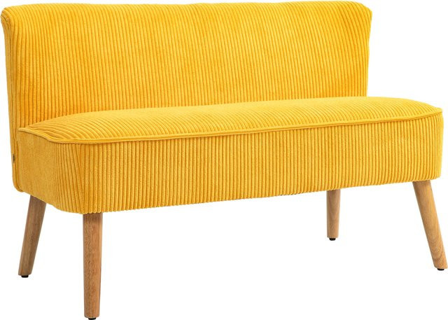 HOMCOM 2-Sitzer Polstersofa in Gelb mit Cord-Optik und Schaumstofffüllung, B/T/H: 117 x 56,5 x 77 cm - Bild 1