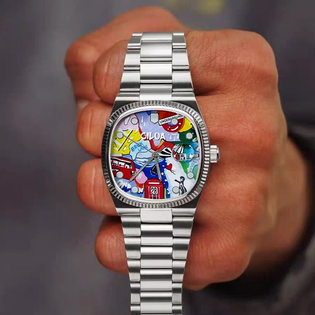 CILOA Armbanduhr Edelstahl, Silber, Eckig, Quarz, Herren - Bild 1