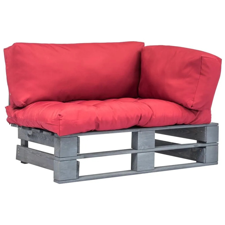 vidaXL Outdoor-Sofa aus Kiefernholz mit Kissen in Rot und Grau für Garten und Terrasse - Bild 2