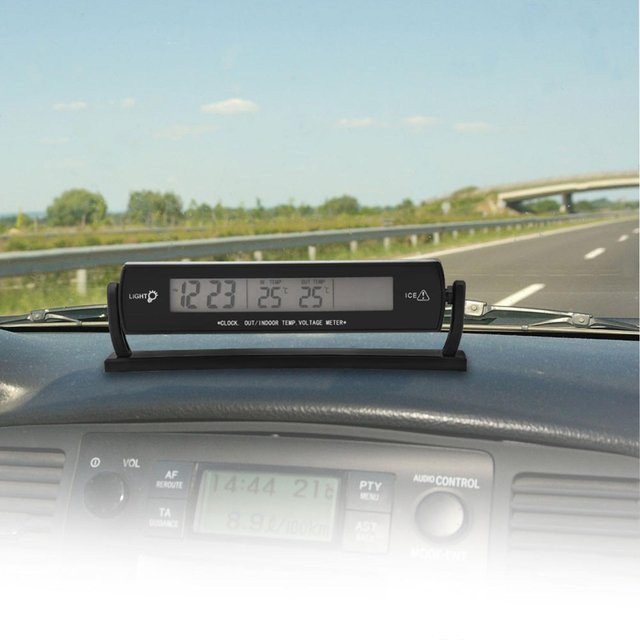 DIYelecs Digitales LCD-Voltmeter und Thermometer mit Temperatur- und Spannungsmonitor in Schwarz - Bild 1