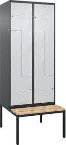 C+P Z-Spind Classic PLUS Sitzbank mit 4 Fächern und Zylinderschloss, Buche-Hartholz und Stahl, Farbe: Anthrazit/Grau/Schwarz, B/T/H: 212,0 x 80,0 x 81,5 cm - Bild 1