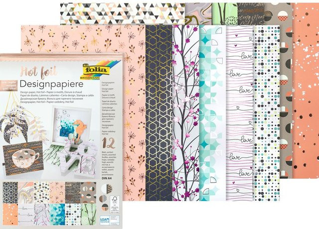Designpapierblock Style von folia in A4, Multicolor mit Pink, Gold, Silber und Kupfer - Bild 1