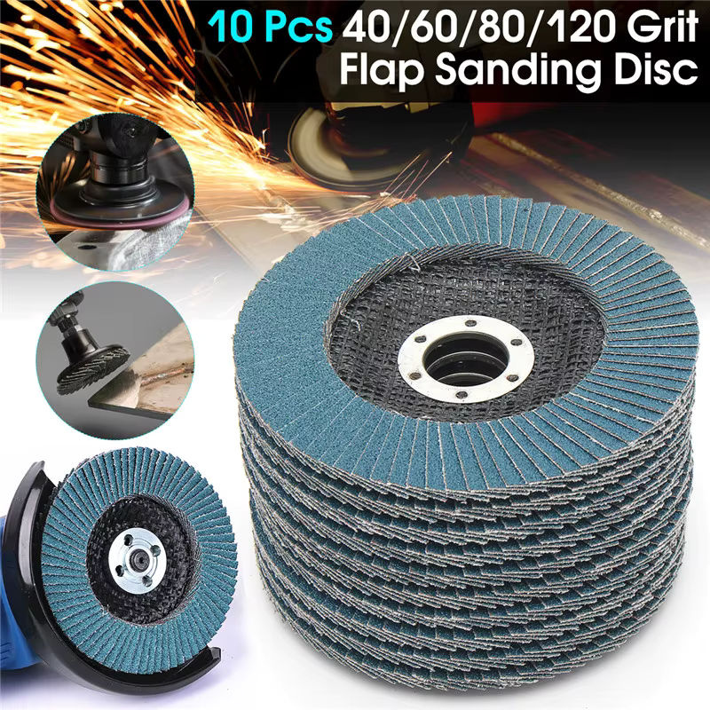 KingHui 10er Set Fächerschleifscheiben für Winkelschleifer, Durchmesser: 125 mm, Körnung: 40/60/80/120, Farbe: Blau, geeignet für Metall, Kunststoff und Holz - Bild 2
