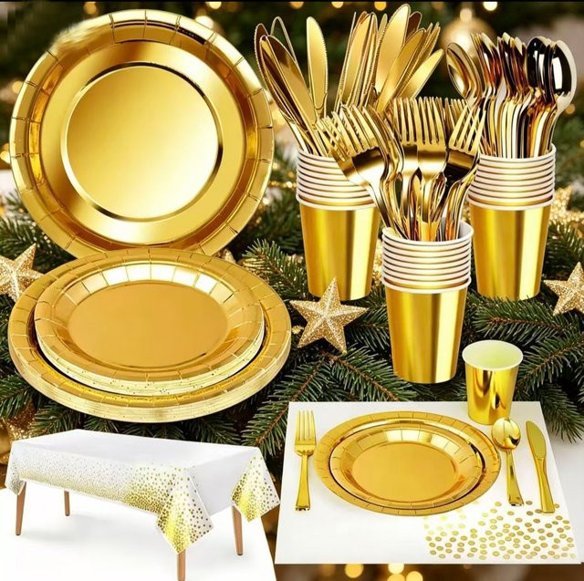 Goldenes Heißprägepapier-Set für Kuchendekoration und Partyzubehör bei Hochzeiten oder Geburtstagen - Bild 1