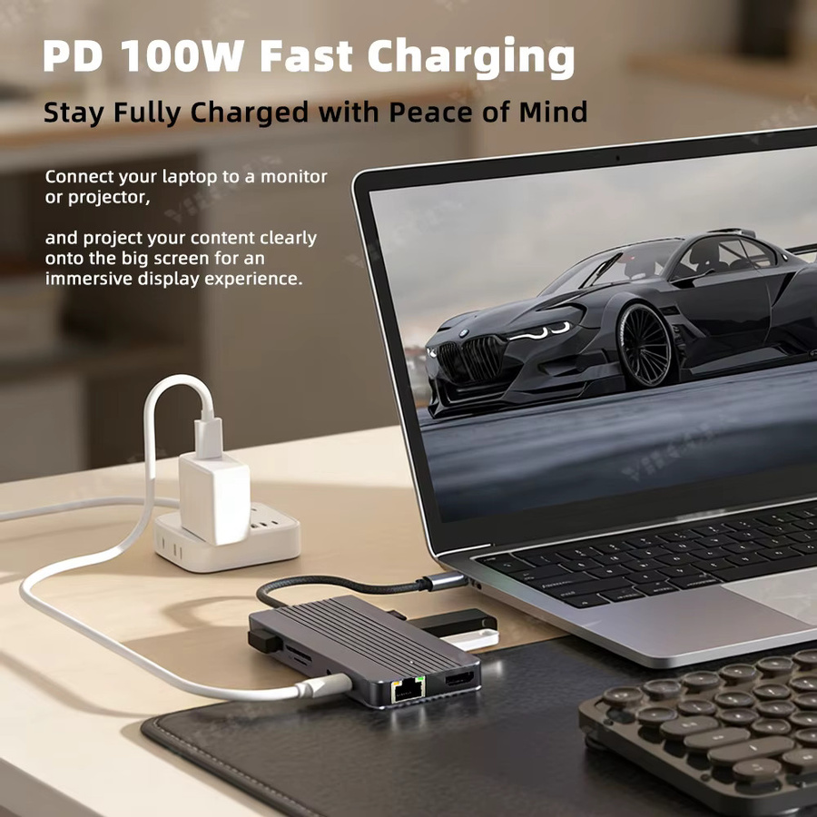 VILCORN 12-in-1 USB-C Dockingstation mit M.2 SSD-Gehäuse und HDMI 4K UHD Adapter für Macbook Pro - Bild 3