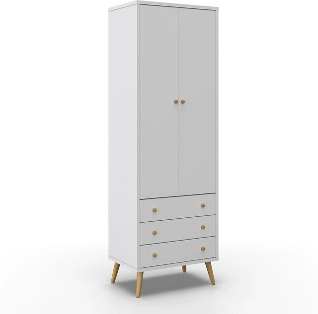 Bessagi Home Drehtürenschrank Ludo in Weiß mit integrierten Schubladen, B/T/H: 60 x 40 x 180 cm - Bild 1