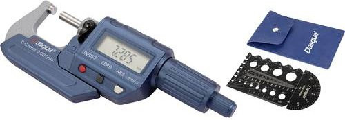 Dasqua Digitale Bügelmessschraube 4230-2005 + 8511-0060 aus Edelstahl in Blau, Messbereich 0 - 25mm, Ablesung 0.001mm - Bild 1
