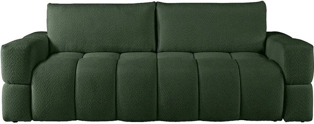 Vente-unique Schlafsofa Issoro in Grün mit Bouclé-Stoff, Breite: 252 cm - Bild 1