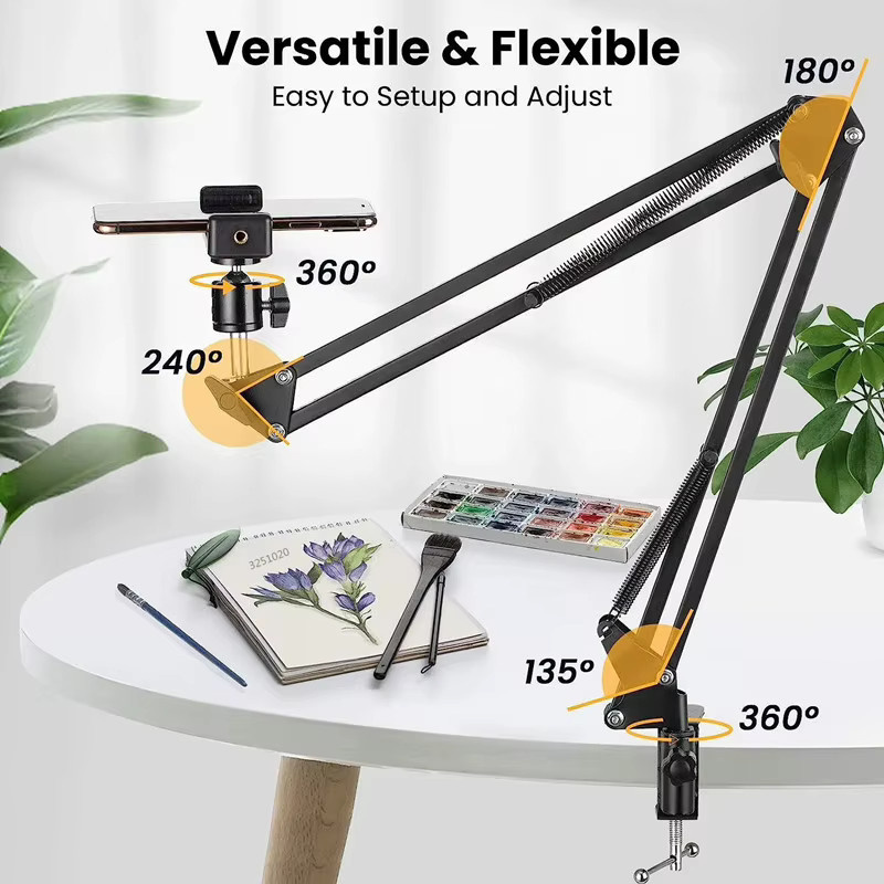 FGCLSY Flexibles Armstativ für Telefonständer in Schwarz mit 360 Grad Rotation für Tisch, Laptop und Video-Aufnahmen - Bild 2