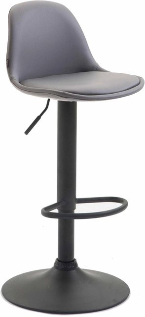 DELUKE Barhocker LUNOR Barstuhl aus Kunstleder in Grau und Schwarz, B/T/H: 39 x 43 x 82 cm - Bild 1