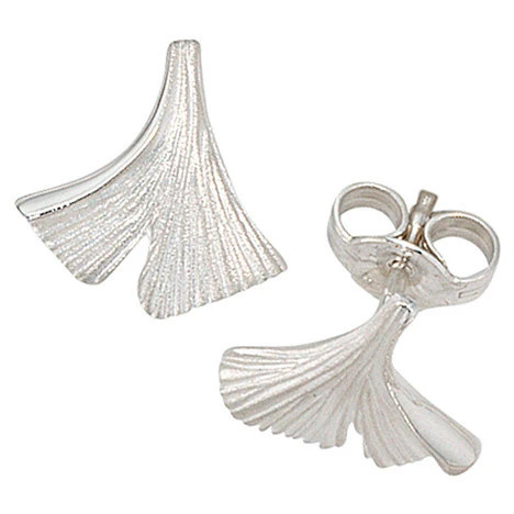 Colfem Ohrstecker Ginko, 925 Sterling Silber, mattiert, Unisex - Bild 1
