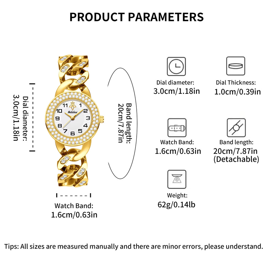 YaLaLuSi Armbanduhr, Quarz, Gold, Rund, Textil, Damen - Bild 3